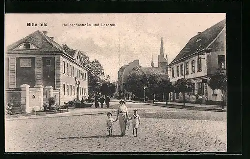 AK Bitterfeld, Halleschestrasse und Lazarett