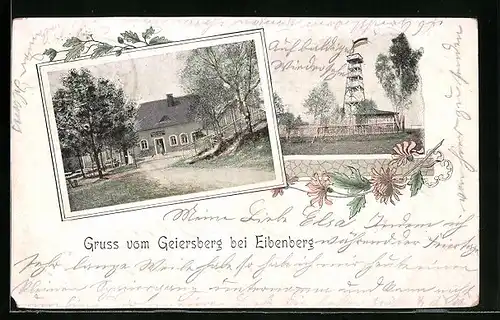 AK Eibenberg, Gasthaus Geiersberg und Aussichtsturm