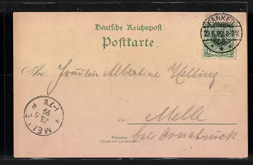 Lithographie Lütjenburg, Gasthaus Hessenstein, Kegelbahn, Allee