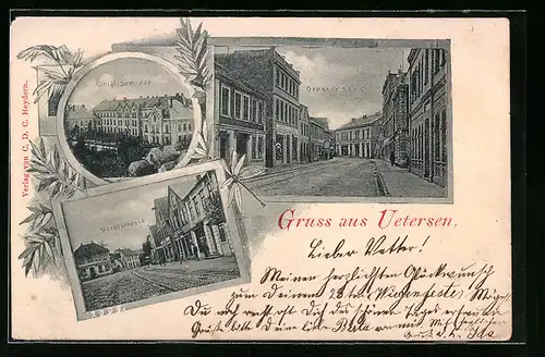 AK Uetersen, Grosser Sand, Königl. Seminar, Marktstrasse