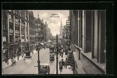 AK Berlin, Strassenbahn in der Königstrasse