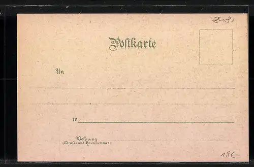 Lithographie Weiden, Unterer Marktplatz mit Rathaus