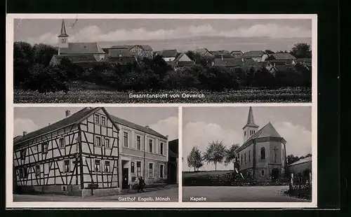 AK Oeverich, Gesamtansicht, Kapelle, Gasthof Engelb. Münch