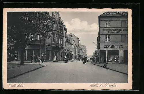 AK Bitterfeld, Hallesche Strasse, Zigarren-Zigaretten-Fabrik R. Hainsch