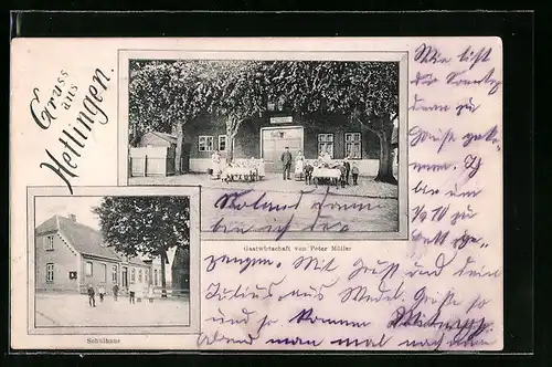 AK Hetlingen, Gasthaus von Peter Möller, Schulhaus