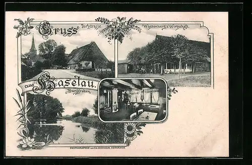 AK Haselau, Gasthaus Wüstenberg, Innenansicht, Burggraben