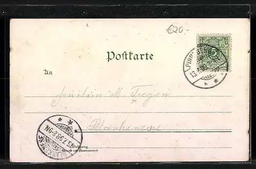 Lithographie Pinneberg, Bahnhof`s Hotel, Gasthof zur Eiche, Hütte im Fahlt