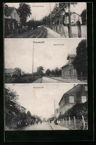 AK Thesdorf, Hauptstrasse mit Anwohnern, Strasse Rellingerweg