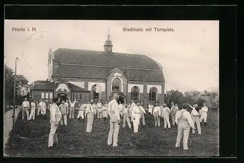 AK Preetz i. H., Stadthalle mit Turnplatz