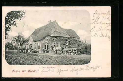 AK Bösdorf, Strassenpartie an J. Pries Gasthaus