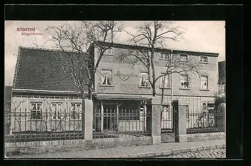 AK Bitterfeld, Strassenfront des Bürgerheims