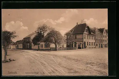 AK Roitzsch, Delitzscherstrasse, Ecke Poststrasse