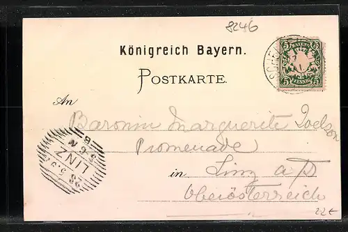 Lithographie Schellenberg, F. Weisenbäcks Gasthof zur Forelle, Almbachklamm