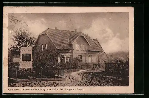 AK Langeln i. Holst., Kolonial- u. Porzelanhandlung von Heinr. Ott