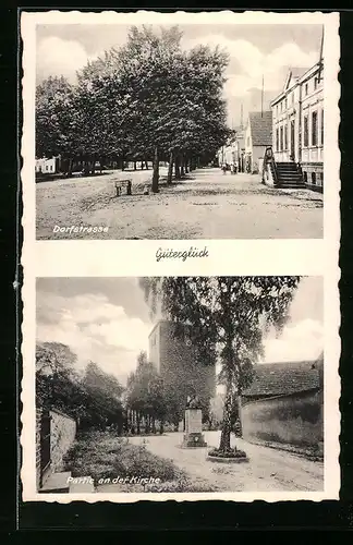AK Güterglück, Dorfstrasse, Partie an der Kirche