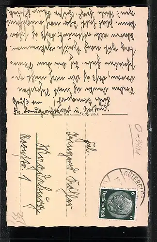 AK Güterglück, Dorfstrasse, Partie an der Kirche