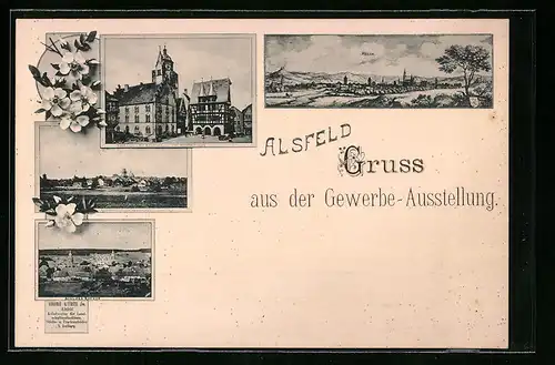 AK Alsfeld, Totalansicht, Gewerbe-Ausstellung, Schloss Romrod