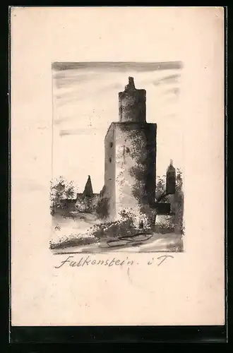 Künstler-AK Handgemalt: Falkenstein i. T., Partie vom Turm