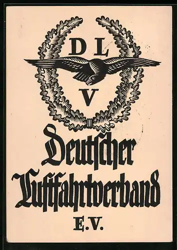 Künstler-AK Mühlhausen, Bad.-Württ. Segelflugwettbewerb 1926, DLV Wappen