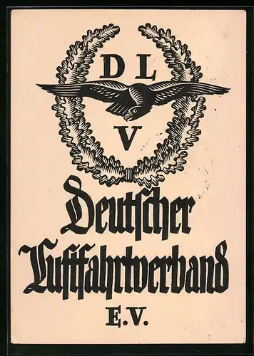 Künstler-AK Mühlhausen, Bad.-Württ. Segelflugwettbewerb 1926, Wappen des DLV