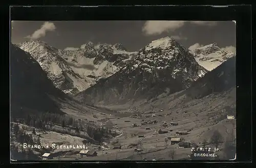 AK Brand, Totalansicht mit dem Berg Scesaplana