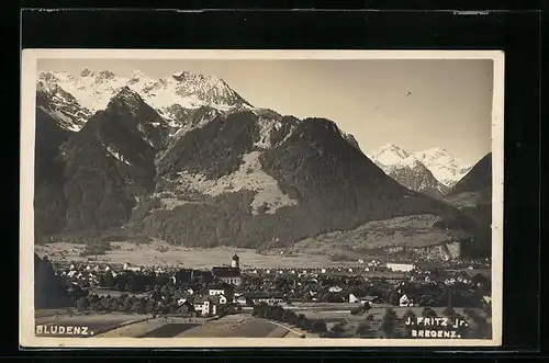 AK Bludenz, Totalansicht aus der Vogelschau