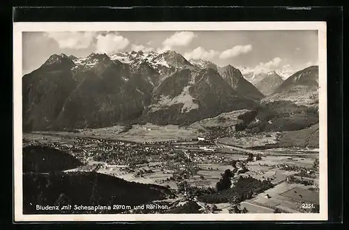 AK Bludenz, Gesamtansicht mit Schesaplana und Rätikon