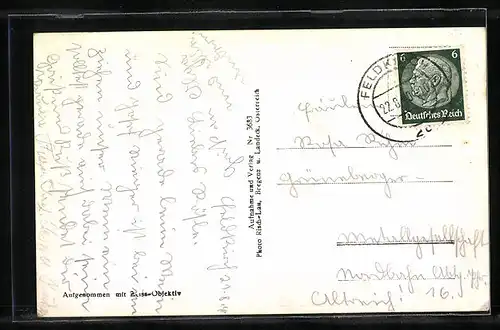 AK Feldkirch, Ortsansicht mit Gurtisspitze