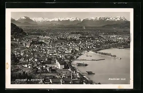 AK Bregenz am Bodensee, Totalansicht aus der Vogelschau