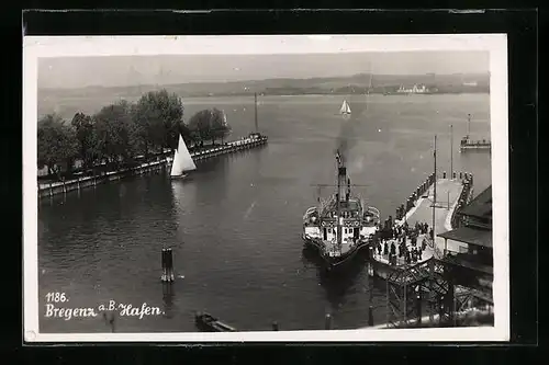 AK Bregenz a. B., Hafen aus der Vogelschau
