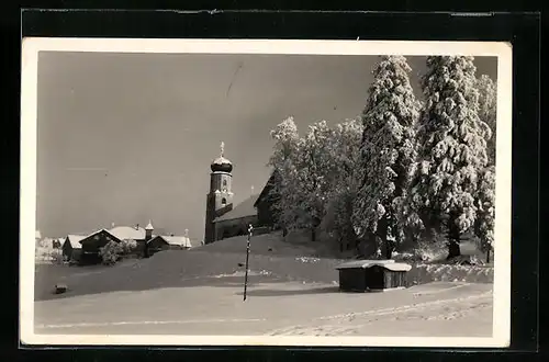 AK Sulzberg, Teilansicht des verschneiten Ortes