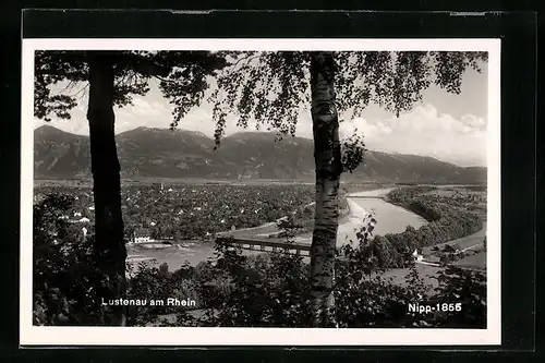 AK Lustenau am Rhein, Gesamtansicht von einem Berg aus