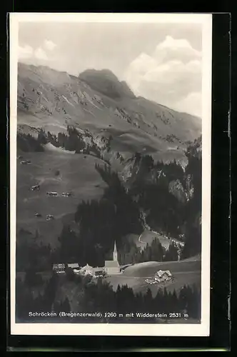 AK Schröcken (Bregenzerwald), Ortsansicht mit Widderstein