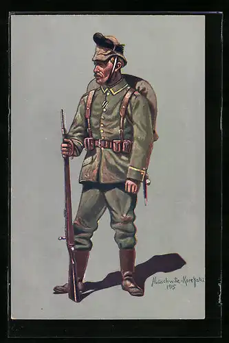 Künstler-AK Unteroffizier des Schützen-Regt. Prinz Georg Nr. 108