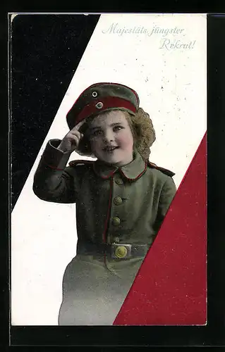 AK Mädchen in Uniform, Kinder Kriegspropaganda