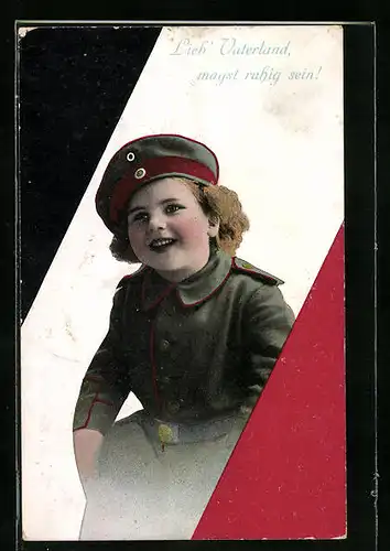 AK Mädchen in Uniform, Kinder Kriegspropaganda