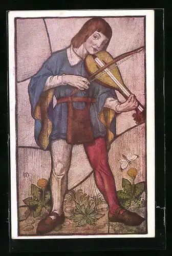 Künstler-AK Heinz Schiestl: Mädchen spielt Violine