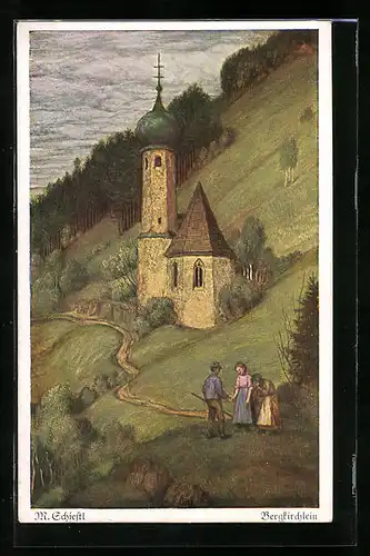Künstler-AK Matthäus Schiestl: Bergkirchlein