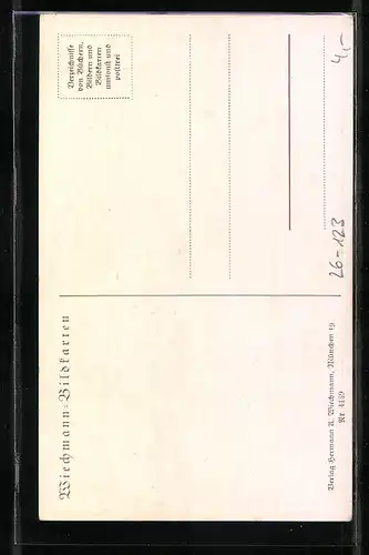 Künstler-AK Matthäus Schiestl: Bergkirchlein