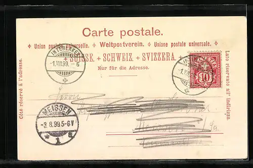 AK Interlaken, Ortsansicht mit Jungfrau