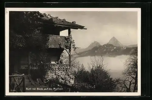 AK Rütli, Rütli mit Blick auf die Alpen