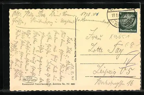 AK Rautenkranz i. Vogtl., Gesamtansicht aus der Vogelschau