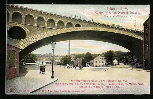 AK Plauen i. V., König Friedrich August-Brücke