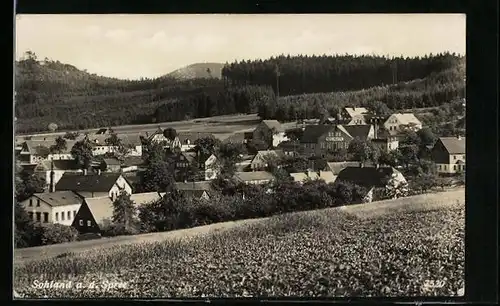 AK Sohland a. d. Spree, Ortsansicht von einer Anhöhe aus
