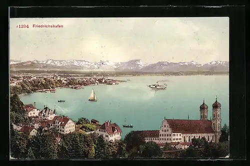 AK Friedrichshafen am Bodensee, Totalansicht aus der Vogelschau