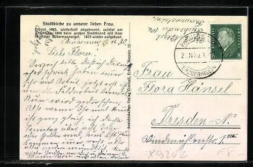 AK Frauenstein i. Erzgeb., Inneres der Stadtkirche zu unserer lieben Frau