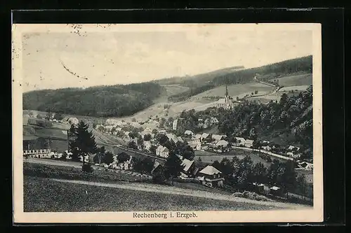 AK Rechenberg i. Erzgeb., Ortsansicht aus der Vogelschau