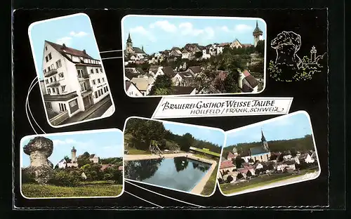 AK Hollfeld /Fränk. Schweiz, Ortsansicht und vier weitere Ansichten des Ortes