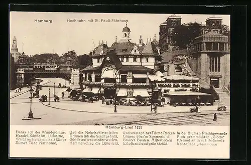 AK Hamburg-St. Pauli, Hochbahn mit Fährhaus