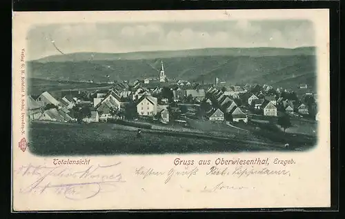 AK Oberwiesenthal i. Erzgeb., Totalansicht aus der Vogelschau